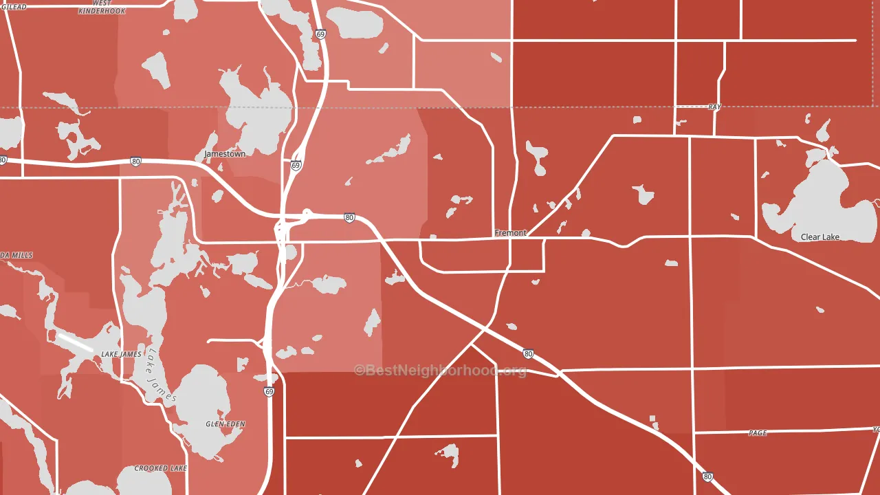 46737, IN block-group political-lean map
