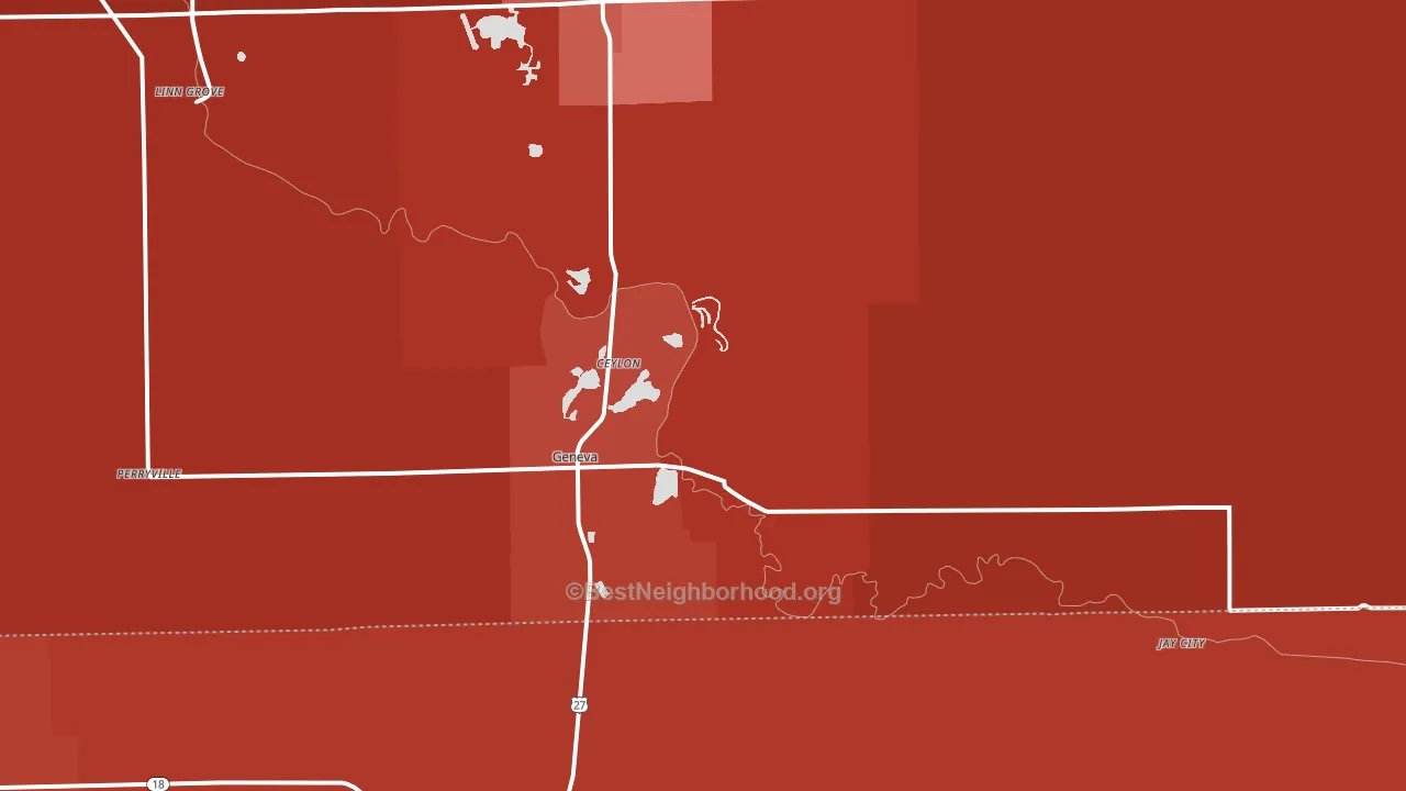 46740, IN block-group political-lean map