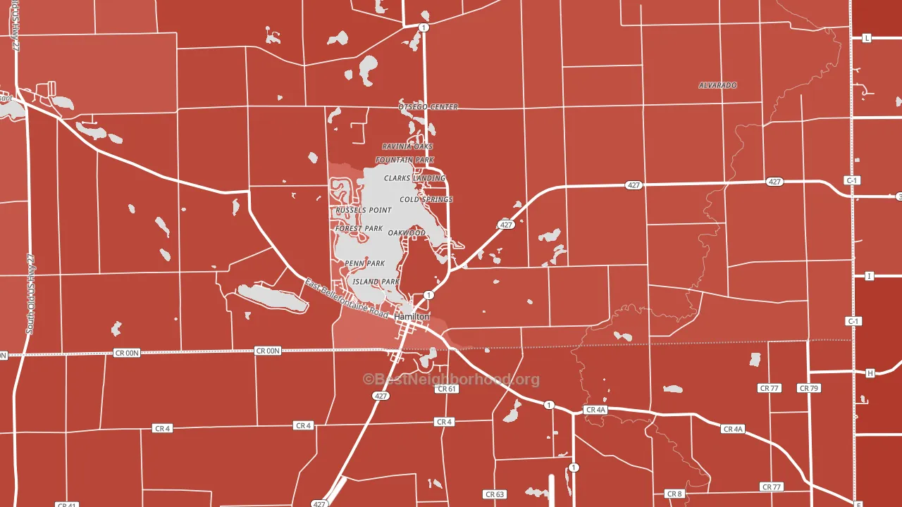 46742, IN block-group political-lean map