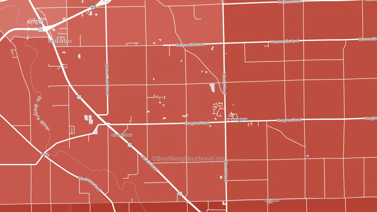 46745, IN block-group political-lean map
