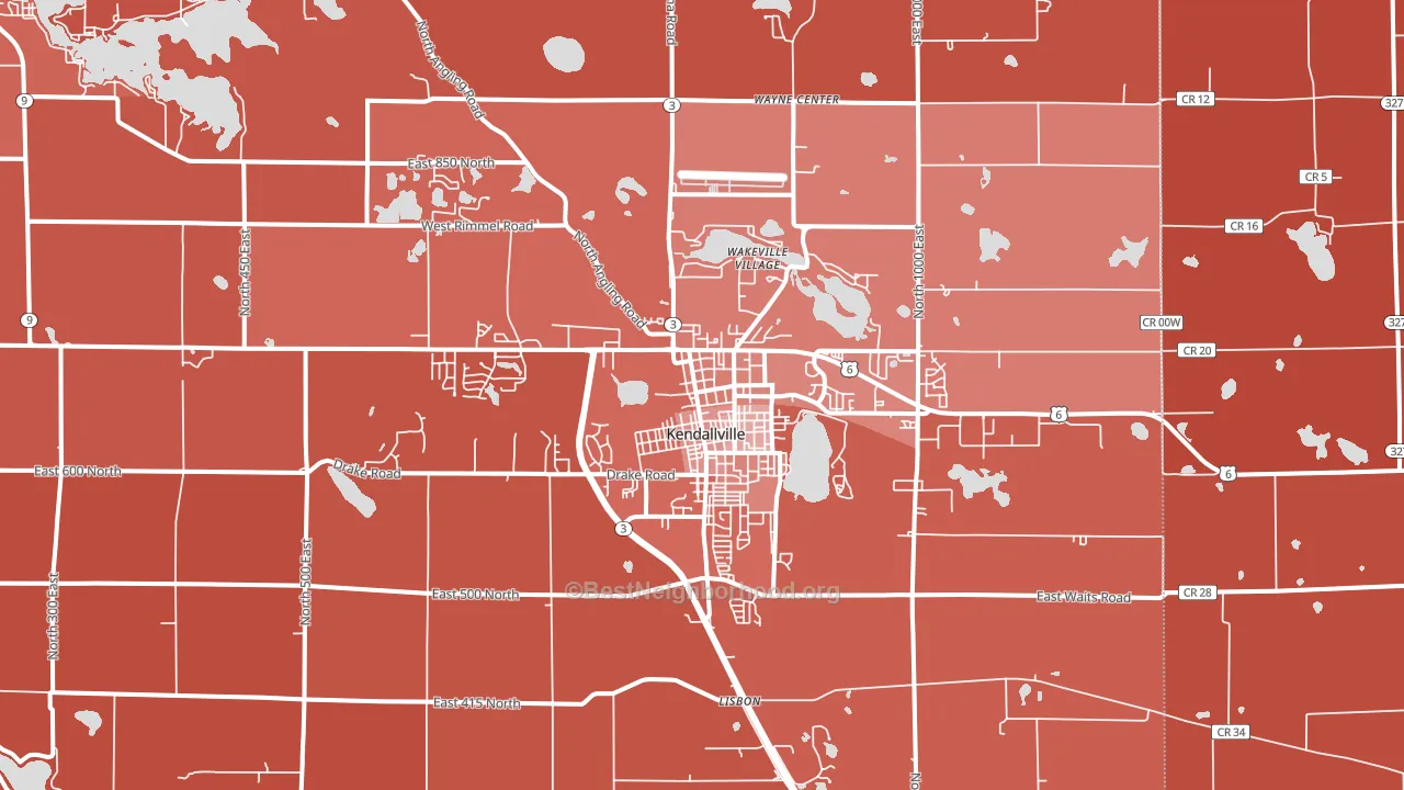 46755, IN block-group political-lean map