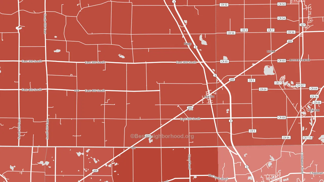 46763, IN block-group political-lean map