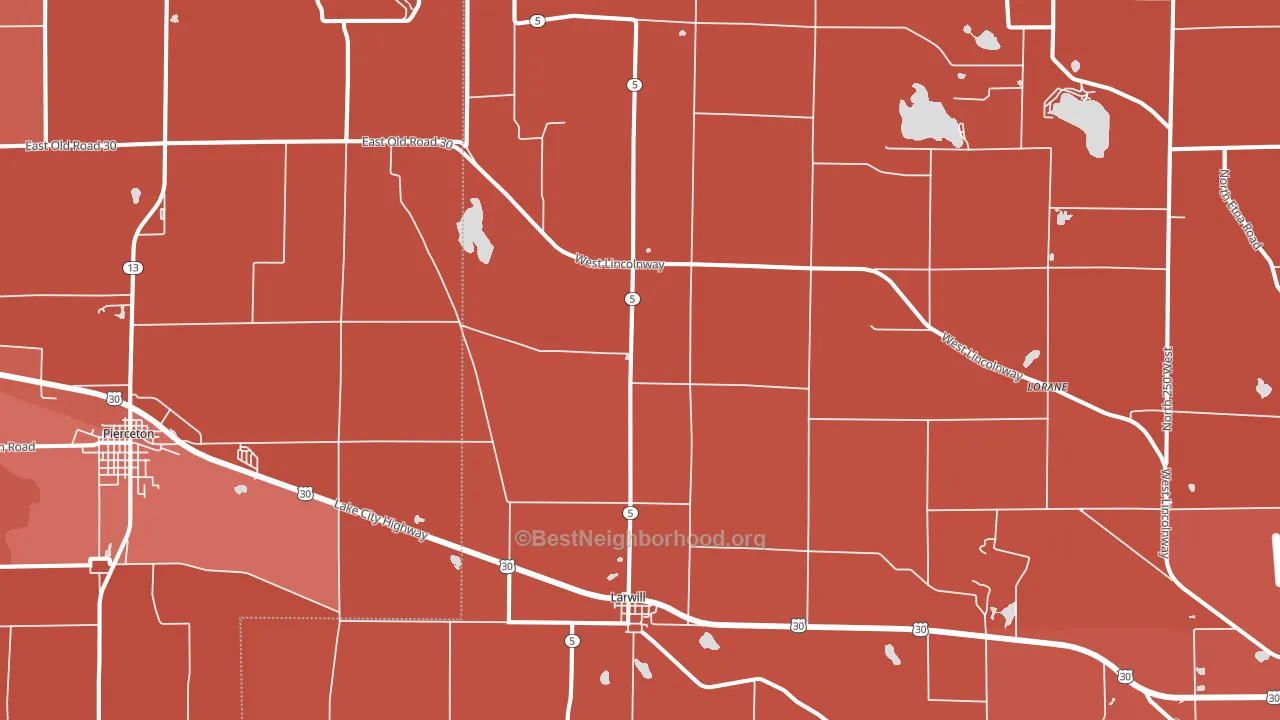 46764, IN block-group political-lean map