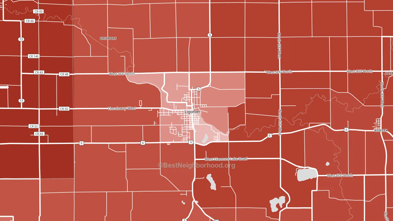 46767, IN block-group political-lean map