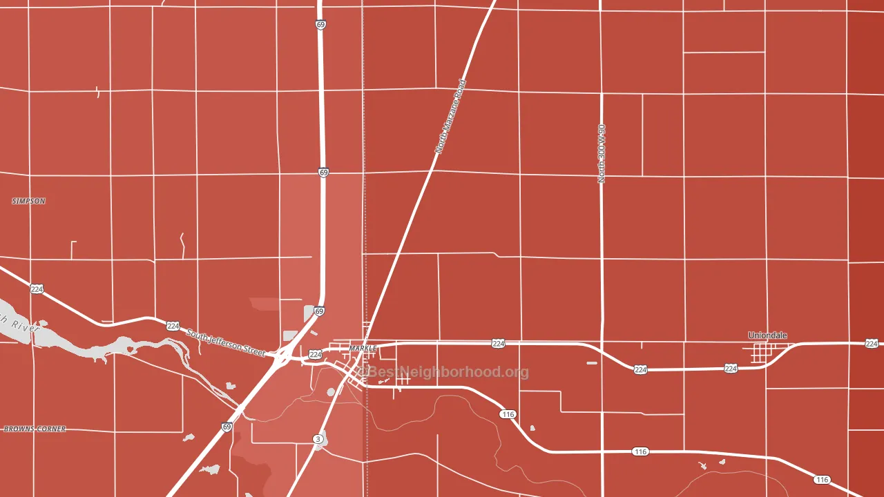 46770, IN block-group political-lean map