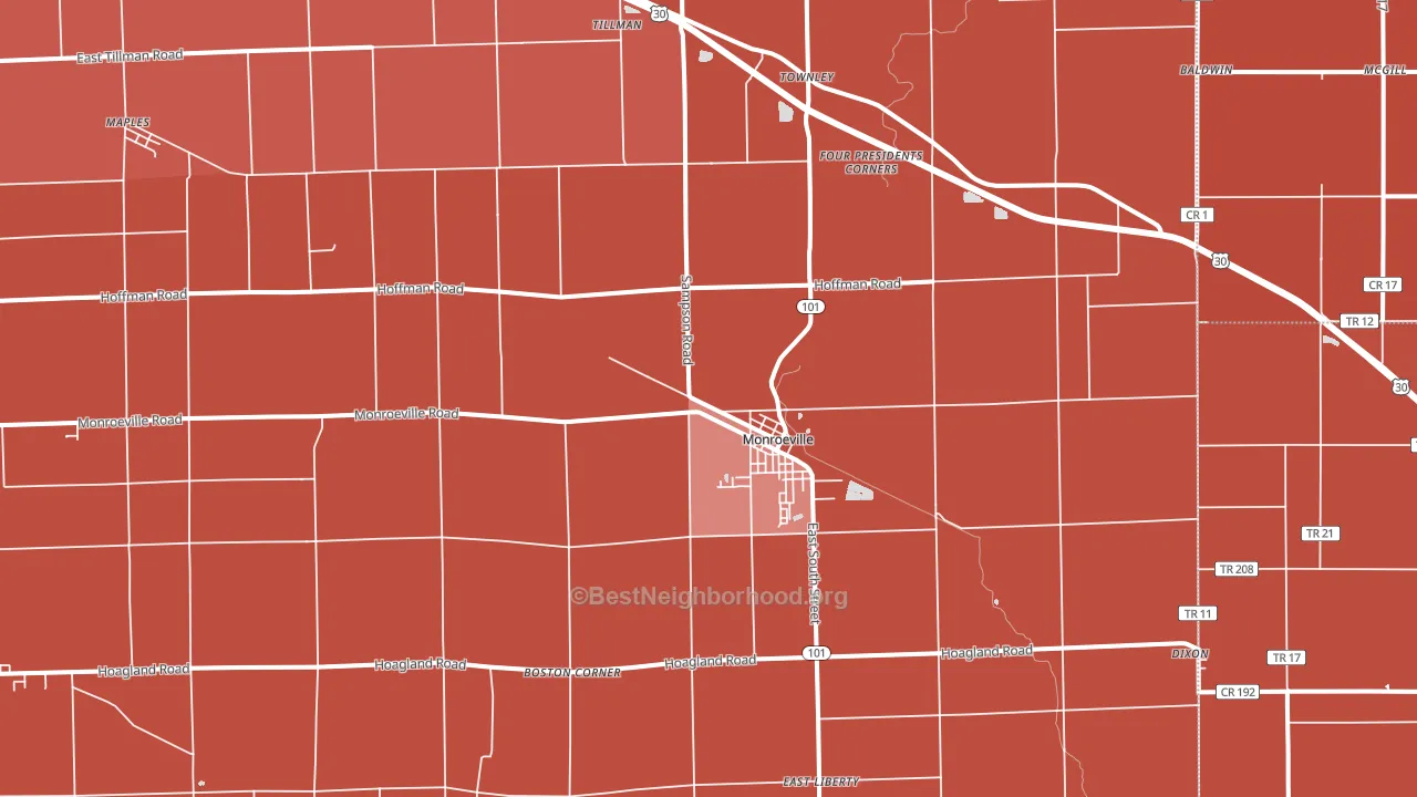 46773, IN block-group political-lean map