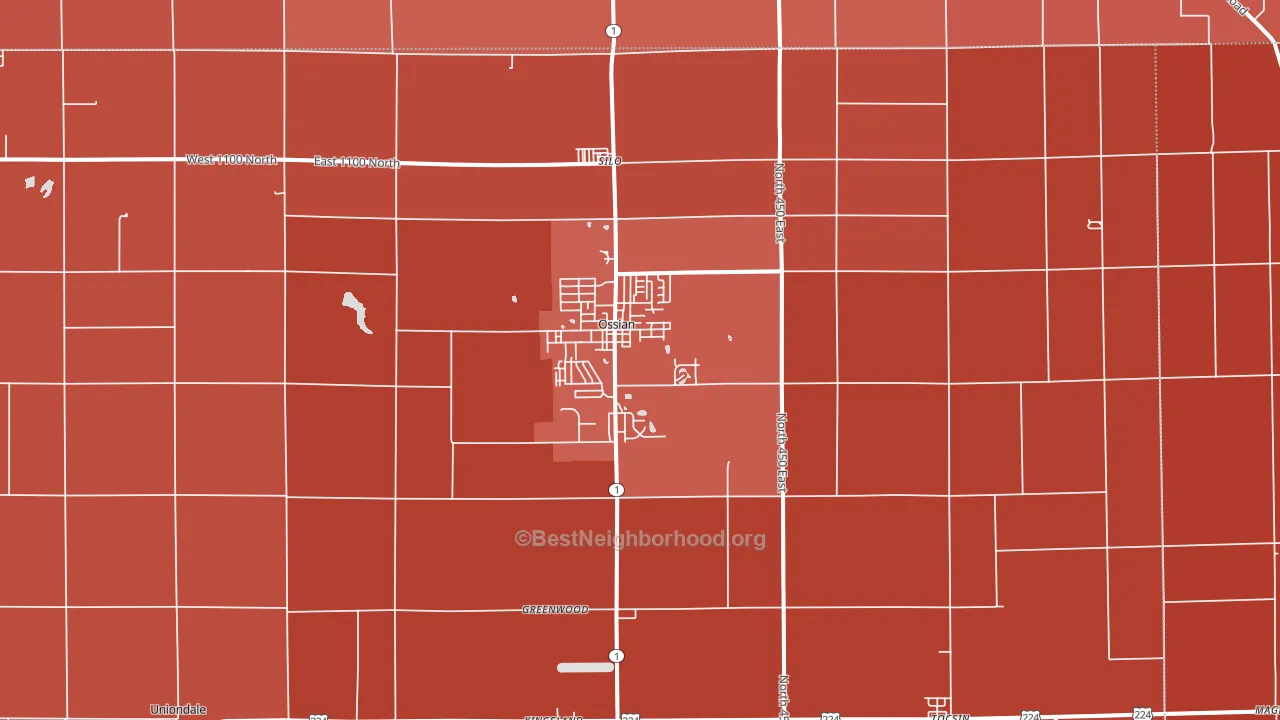 46777, IN block-group political-lean map