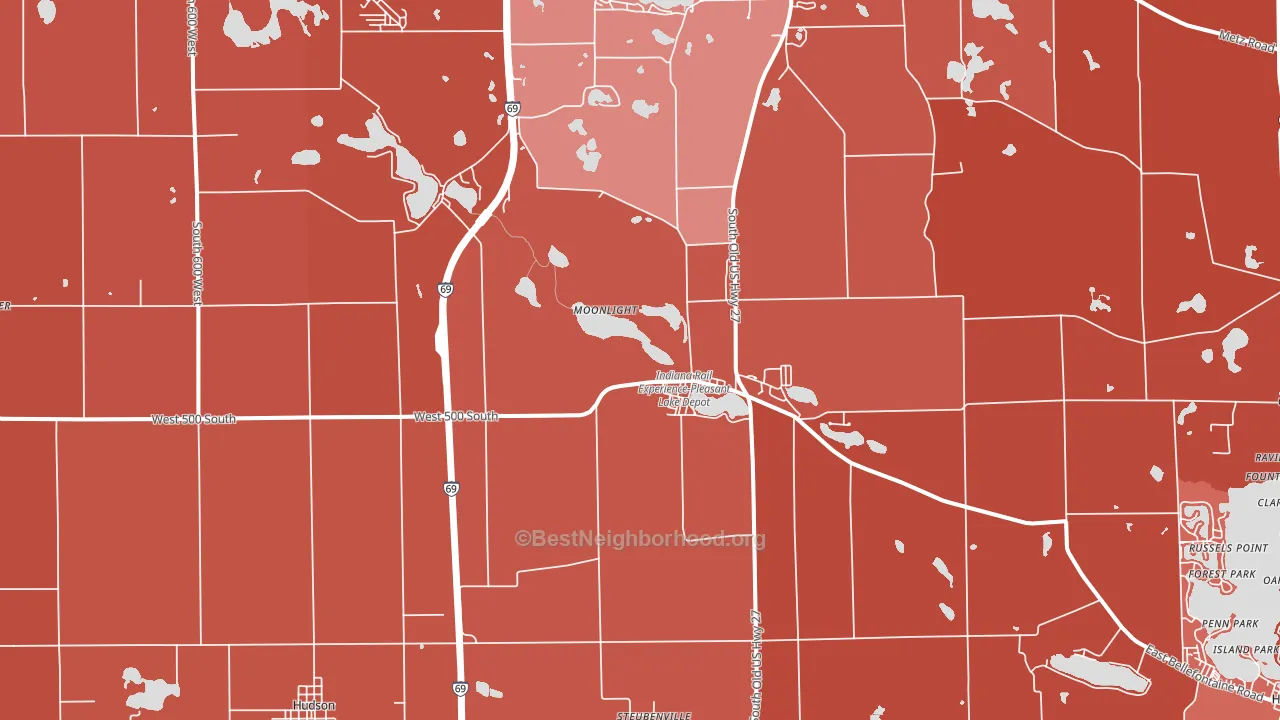 46779, IN block-group political-lean map