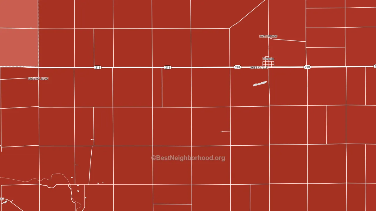 46781, IN block-group political-lean map