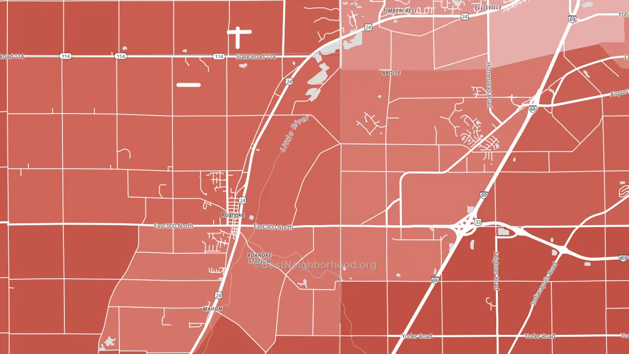 46783, IN block-group political-lean map