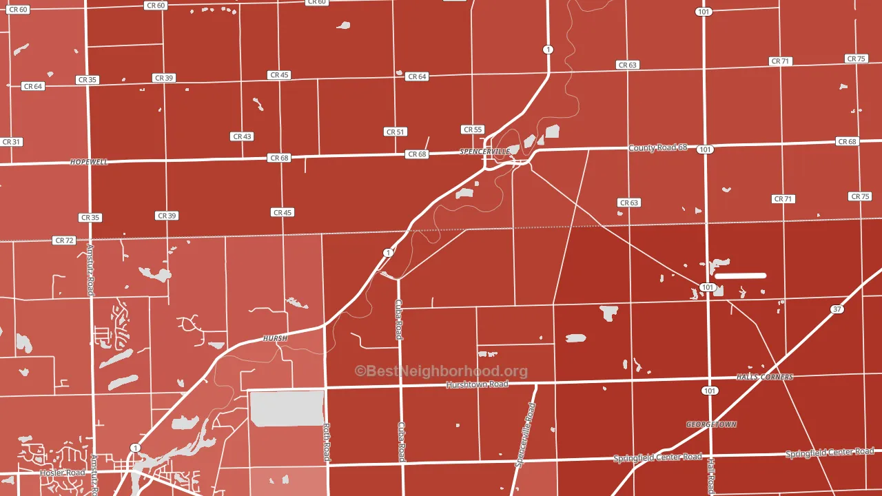 46788, IN block-group political-lean map
