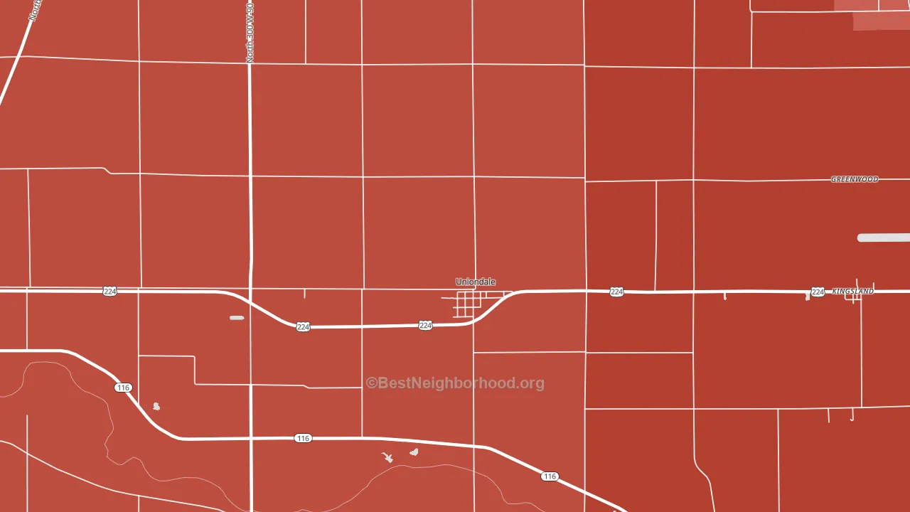 46791, IN block-group political-lean map