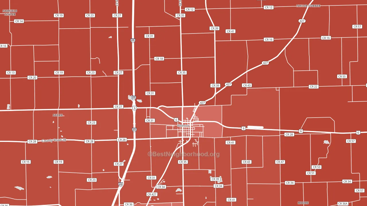 46793, IN block-group political-lean map