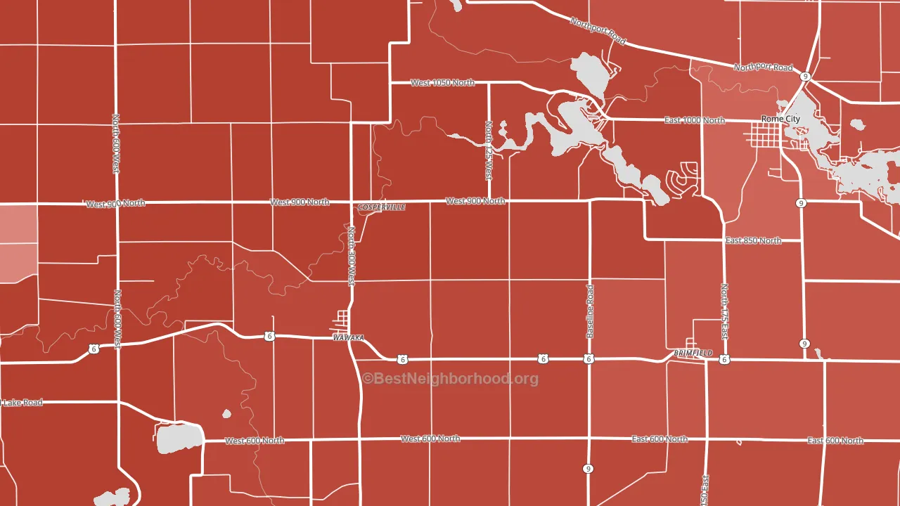 46794, IN block-group political-lean map