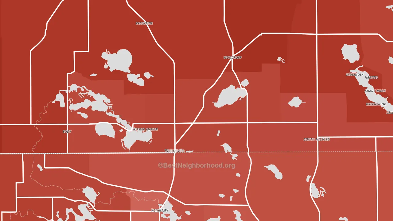 46795, IN block-group political-lean map