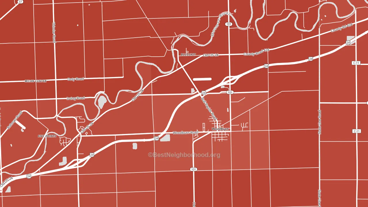 46797, IN block-group political-lean map