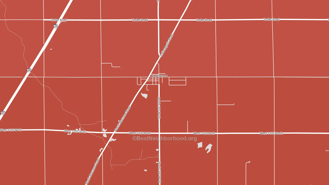 46799, IN block-group political-lean map
