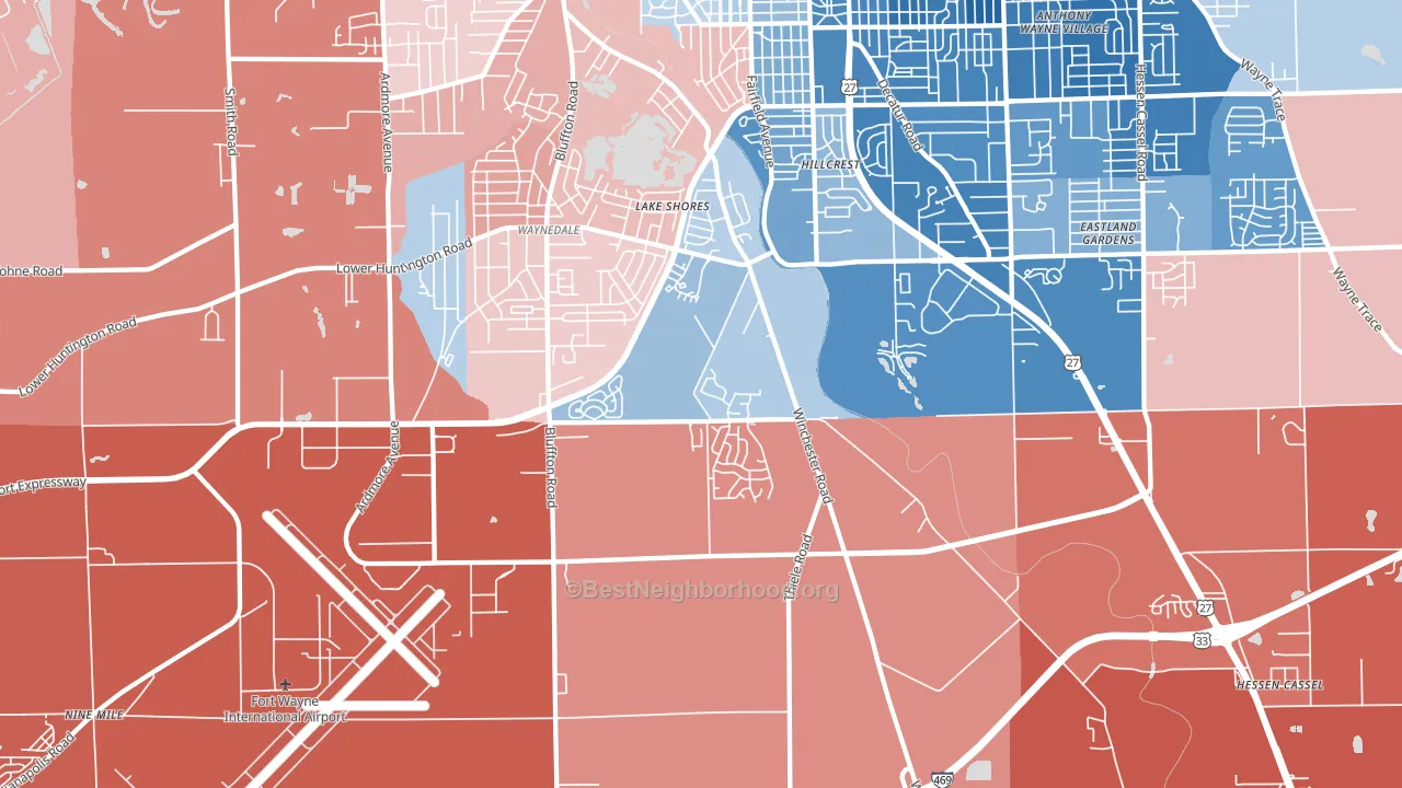46819, IN block-group political-lean map