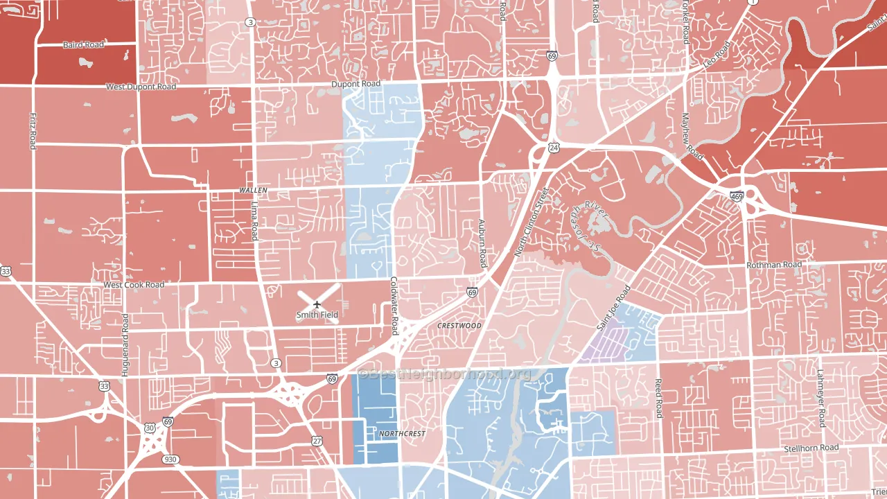46825, IN block-group political-lean map