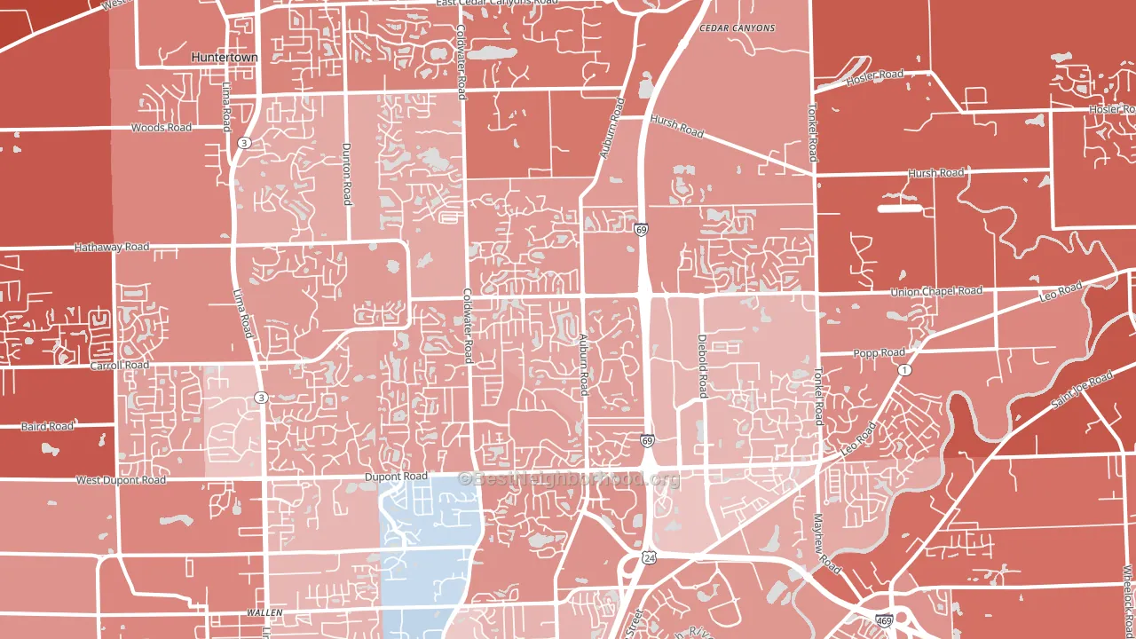 46845, IN block-group political-lean map