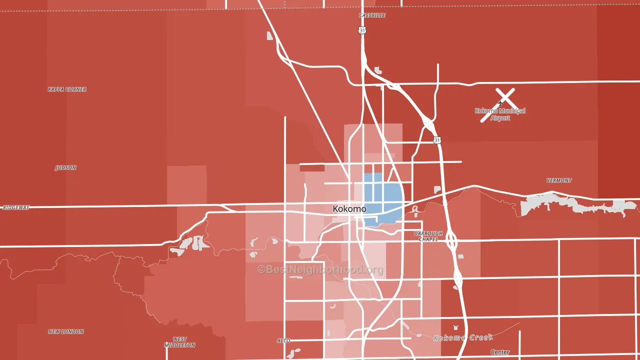 46901, IN block-group political-lean map