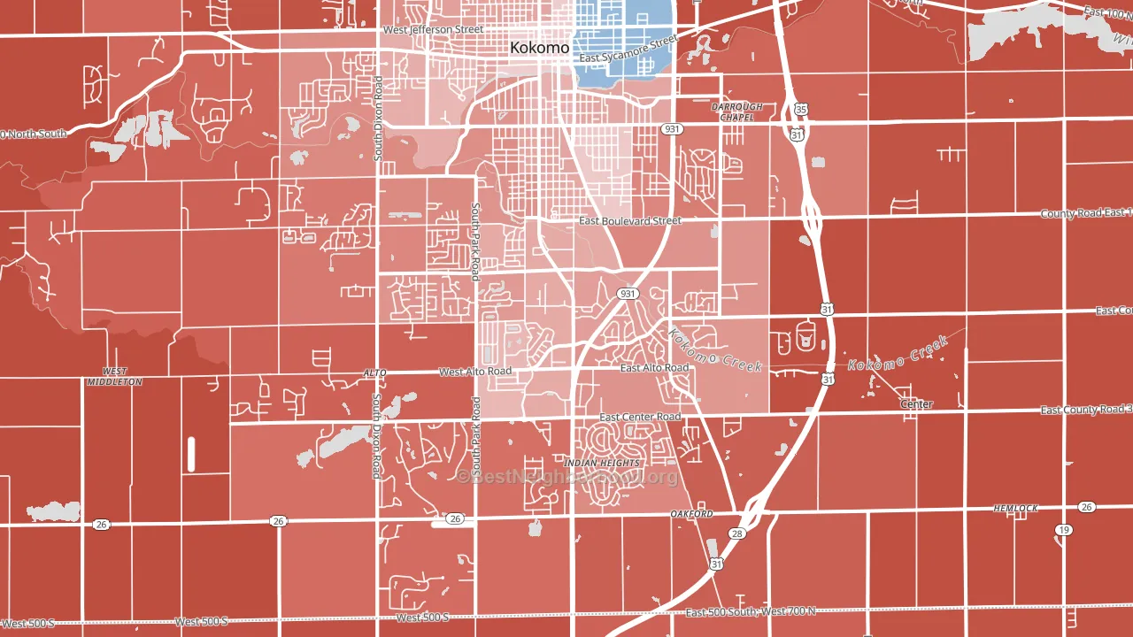 46902, IN block-group political-lean map