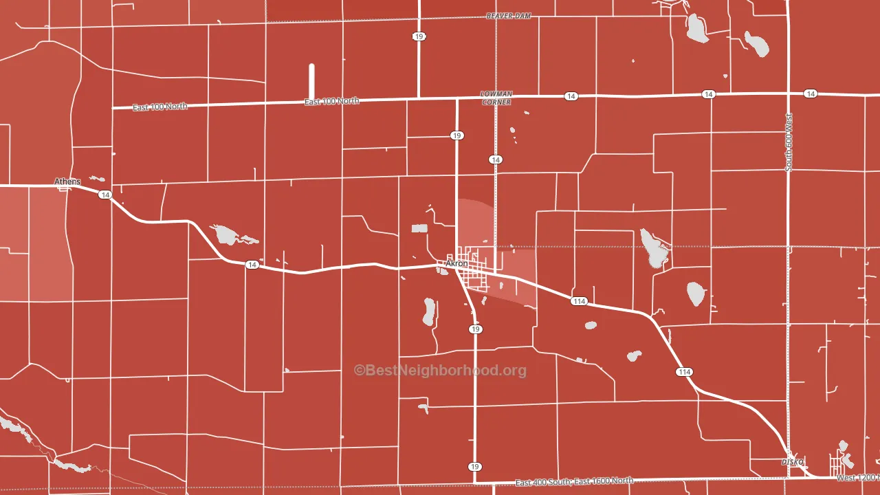 46910, IN block-group political-lean map