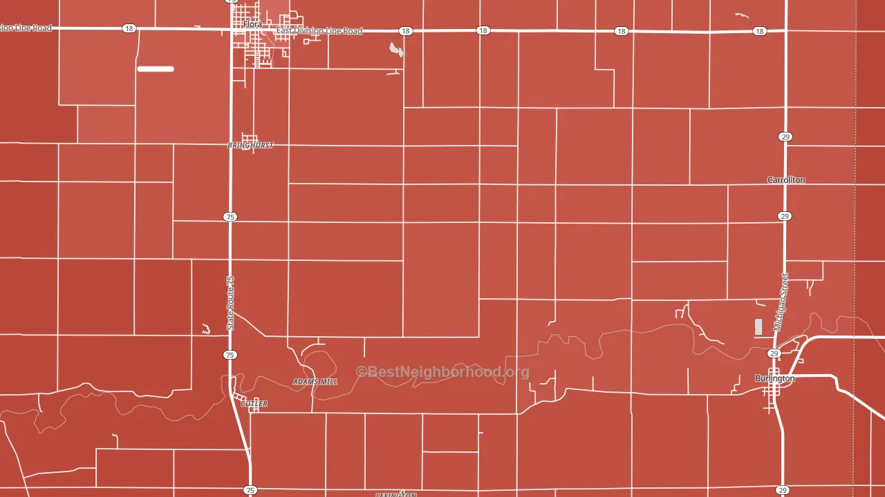 46913, IN block-group political-lean map