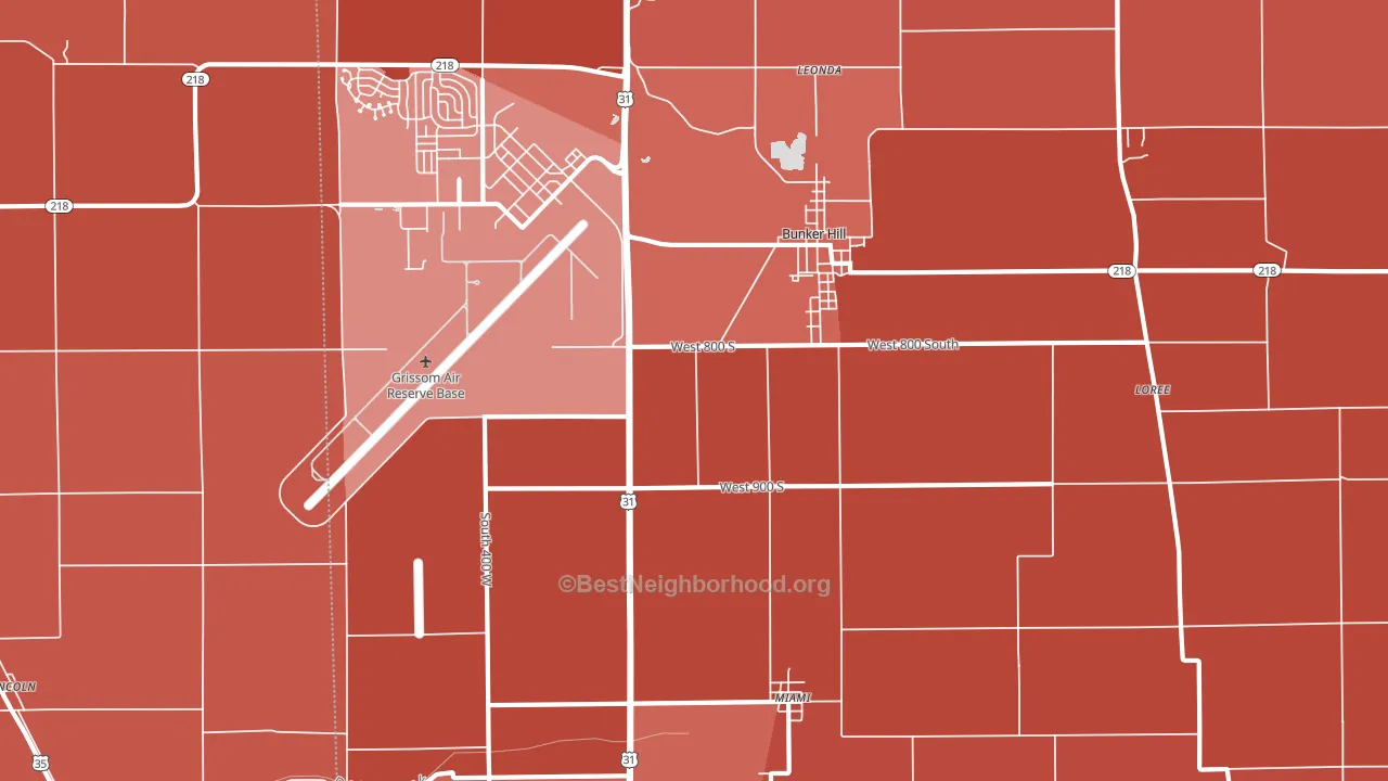 46914, IN block-group political-lean map
