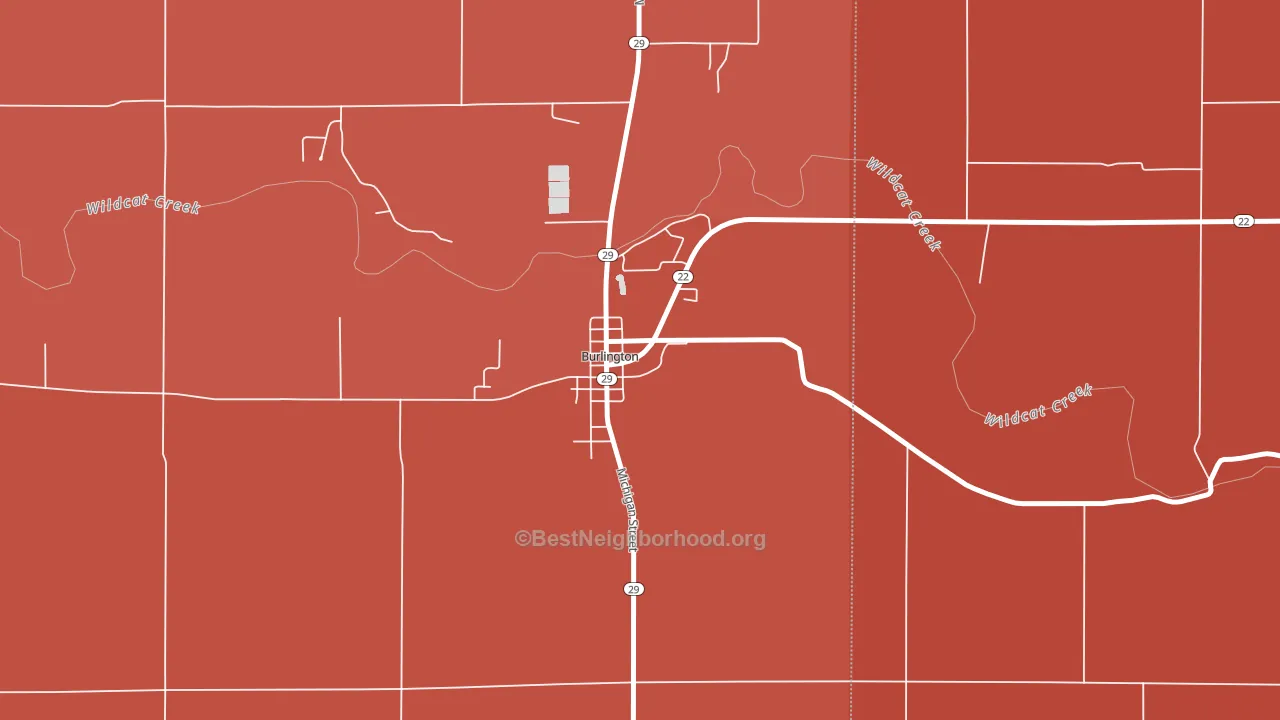 46915, IN block-group political-lean map