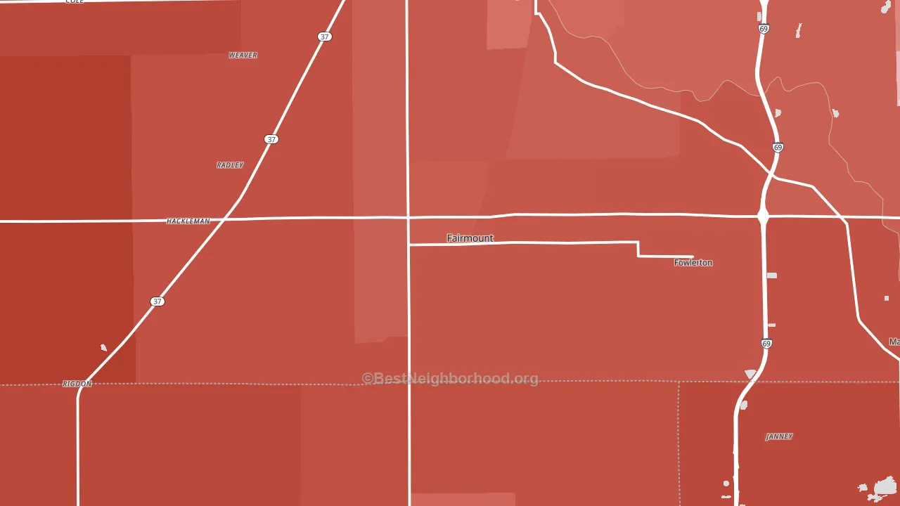 46928, IN block-group political-lean map