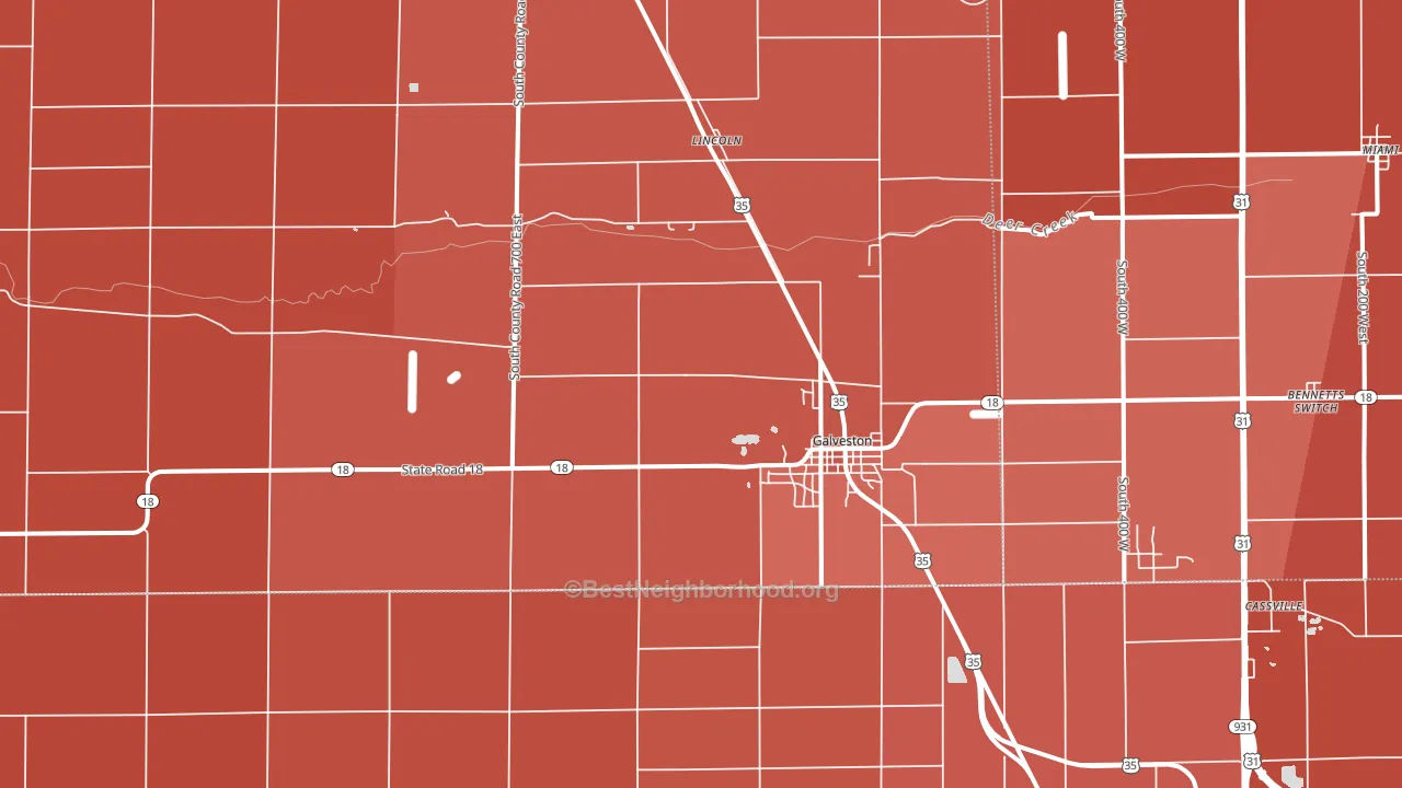 46932, IN block-group political-lean map