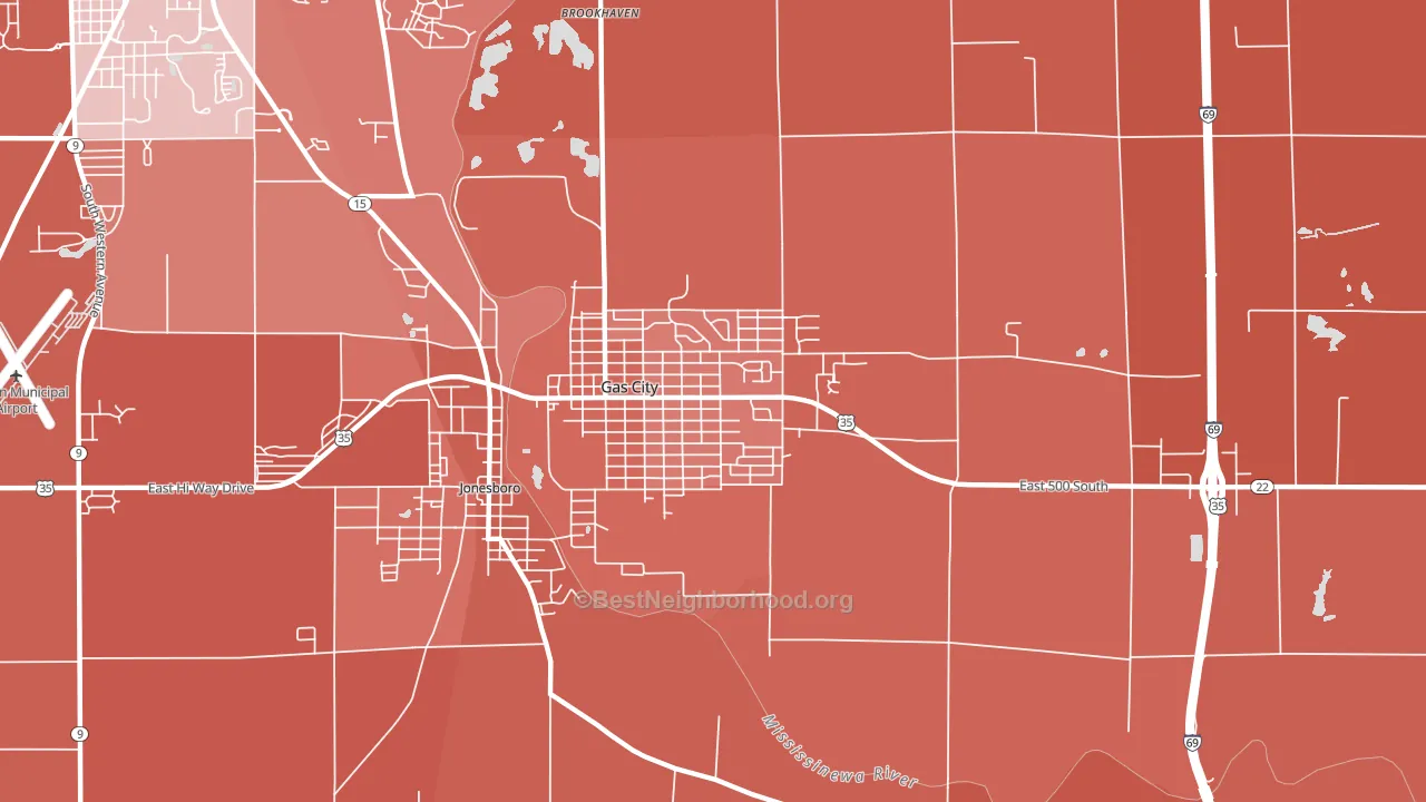 46933, IN block-group political-lean map