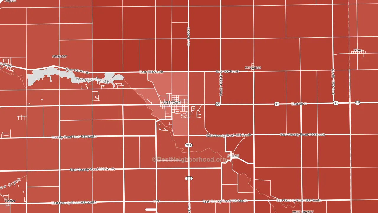 46936, IN block-group political-lean map