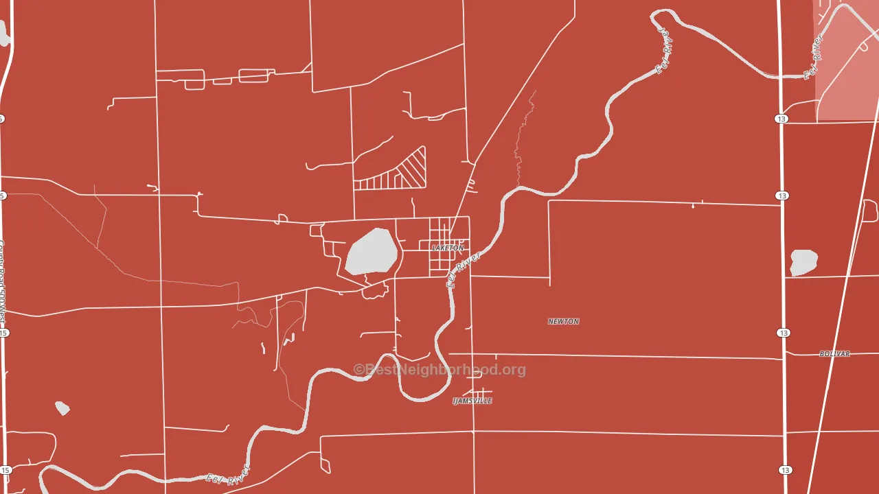 46943, IN block-group political-lean map