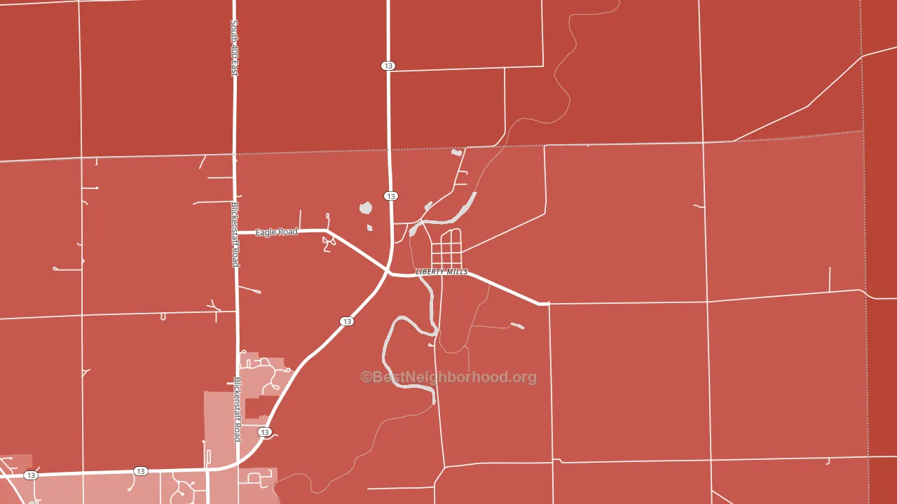 46946, IN block-group political-lean map