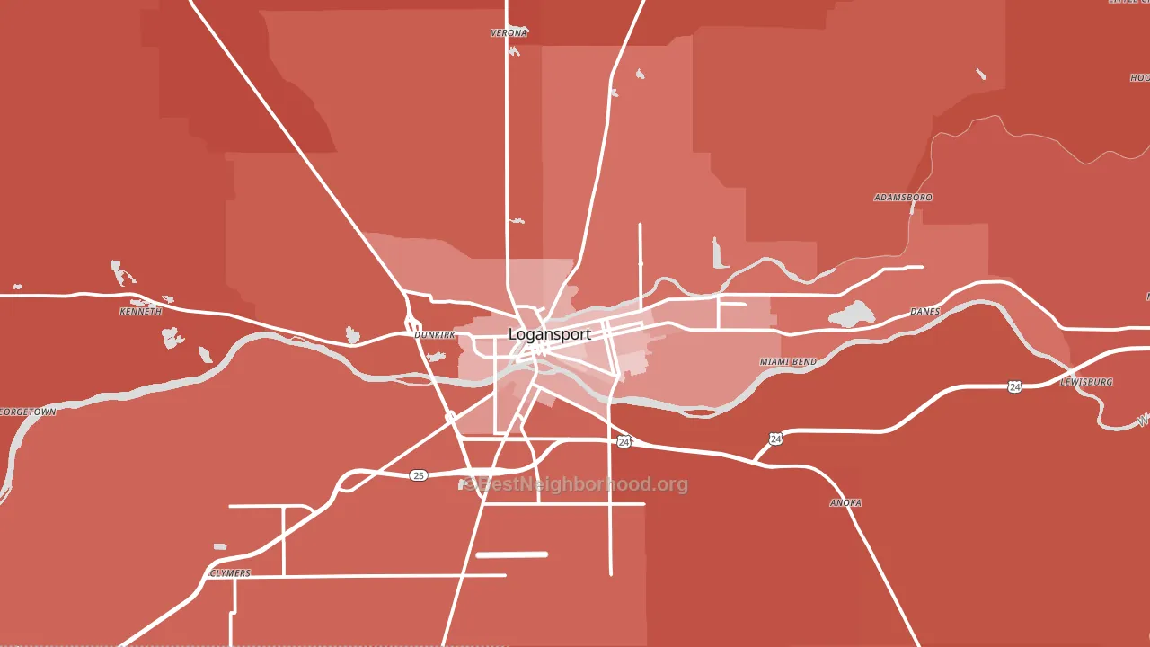 46947, IN block-group political-lean map