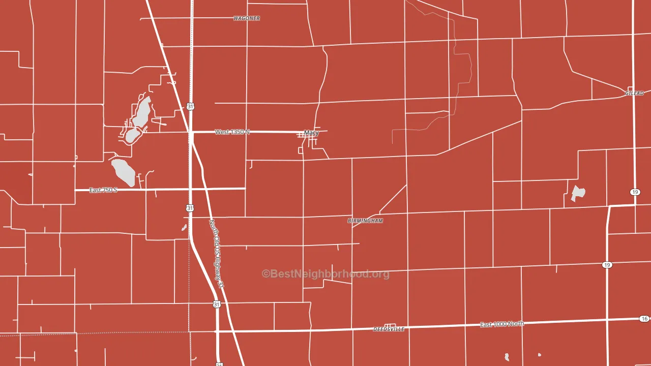46951, IN block-group political-lean map