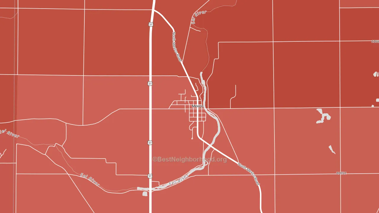 46958, IN block-group political-lean map