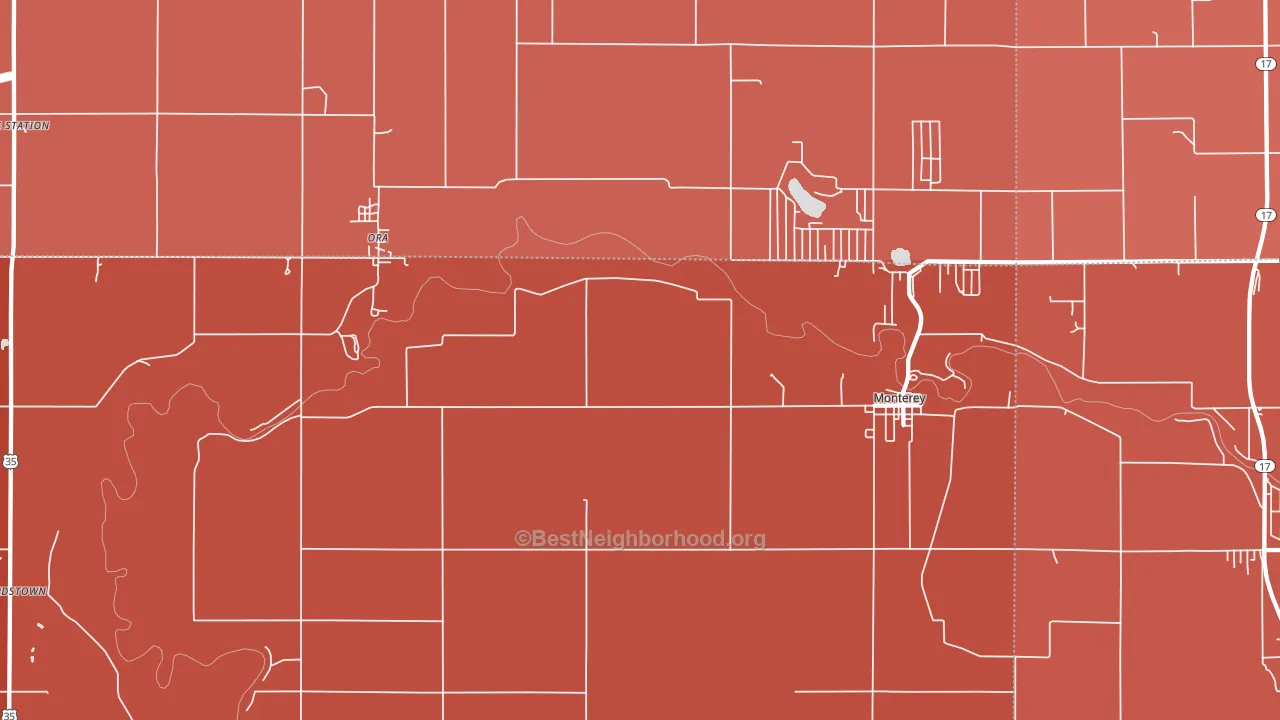 46960, IN block-group political-lean map