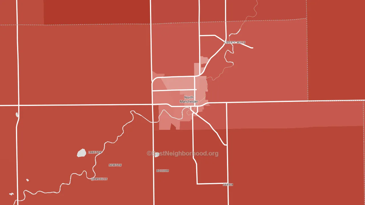 46962, IN block-group political-lean map