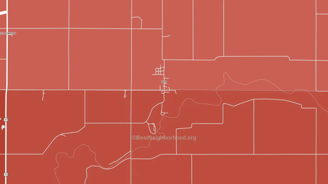 46968, IN block-group political-lean map