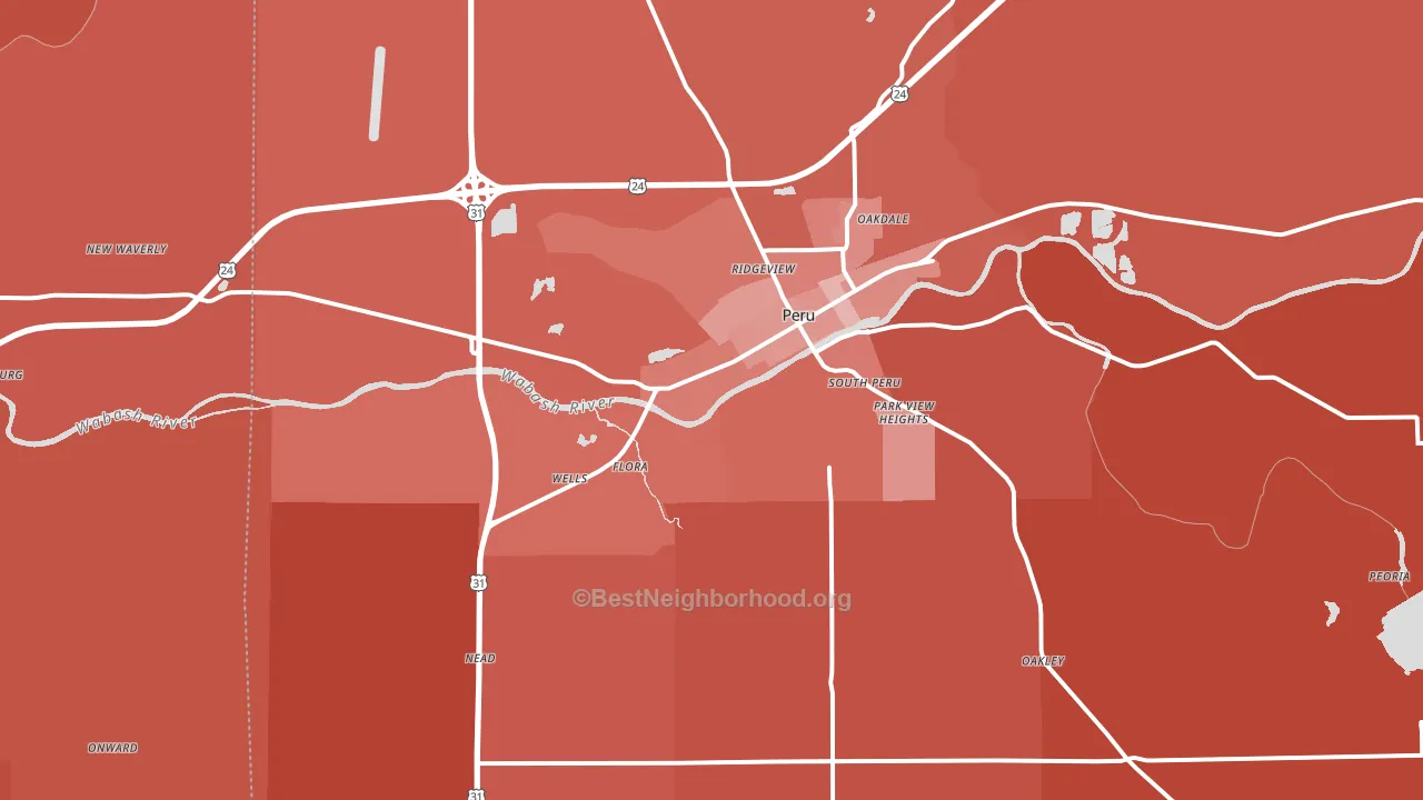 46970, IN block-group political-lean map