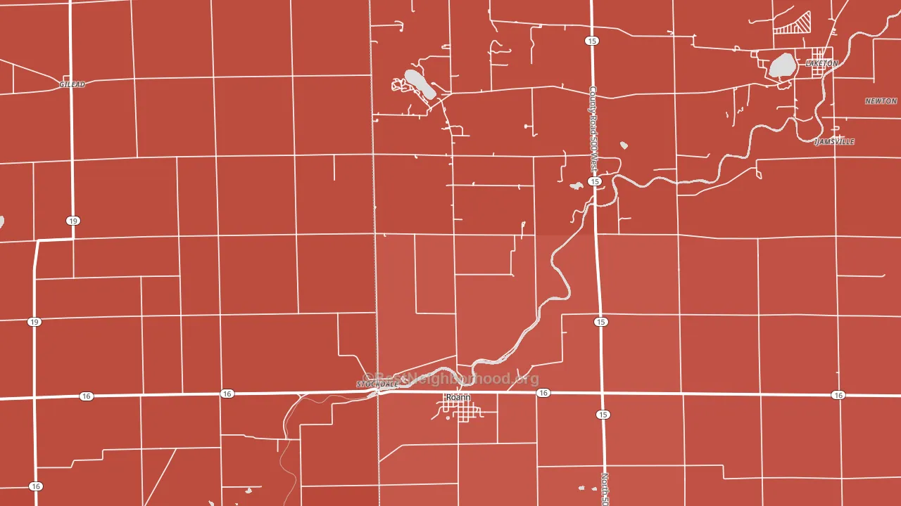46974, IN block-group political-lean map