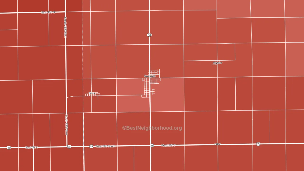 46986, IN block-group political-lean map