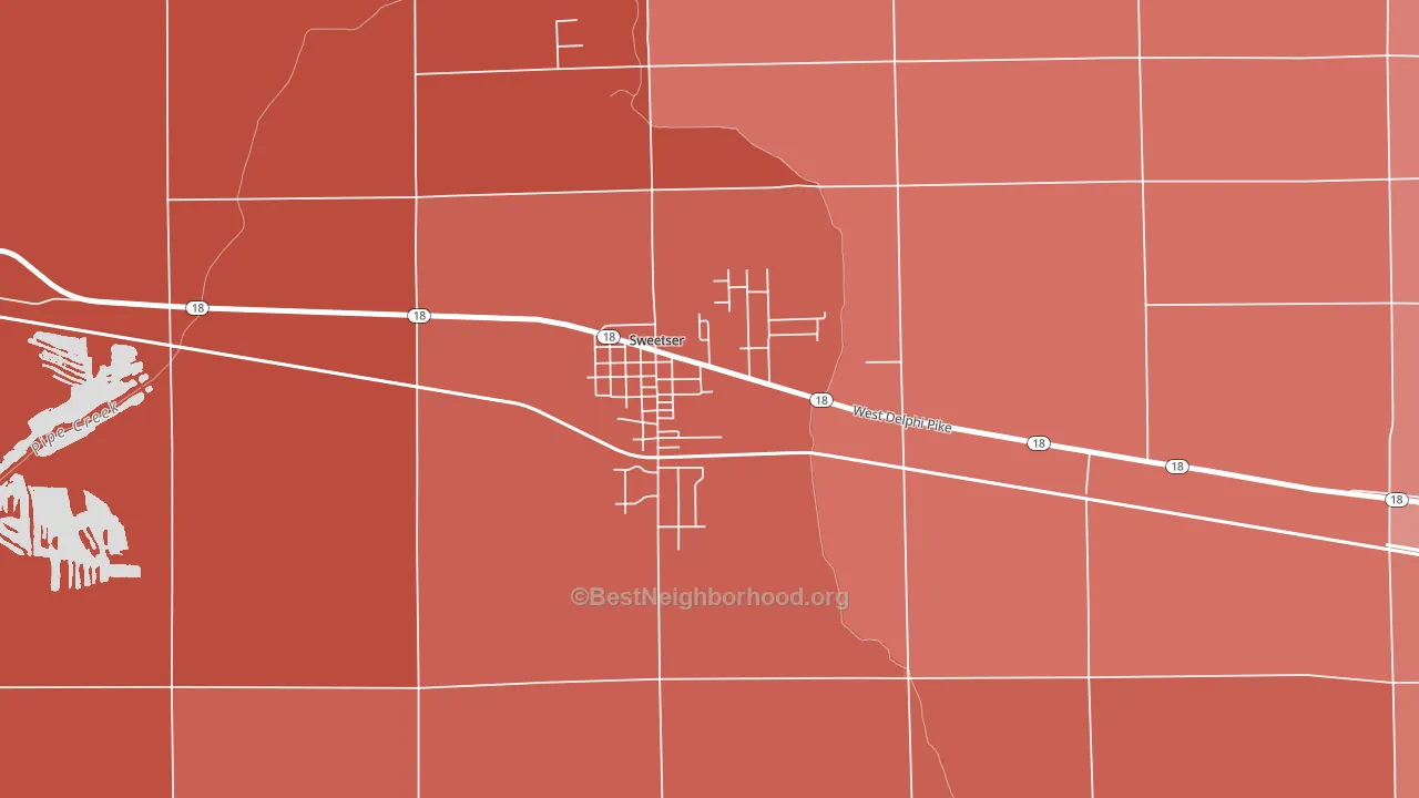 46987, IN block-group political-lean map
