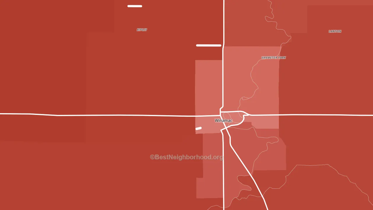 46996, IN block-group political-lean map