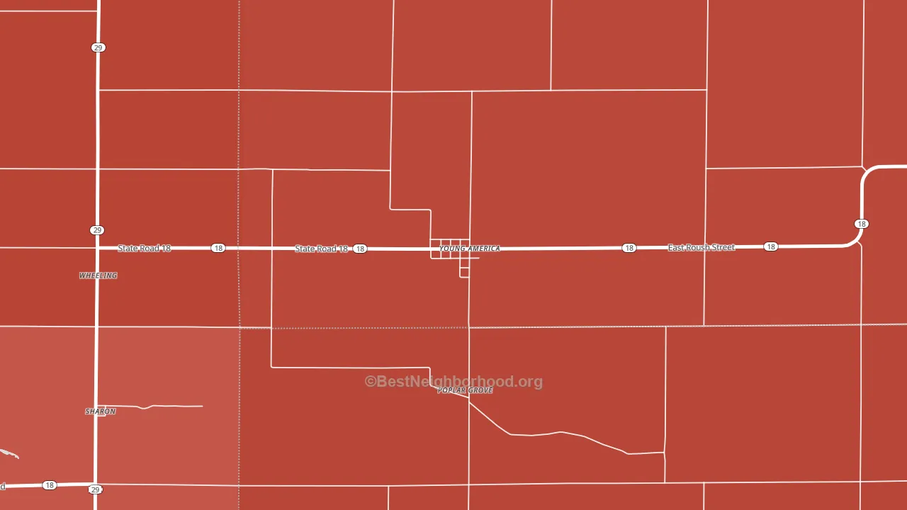 46998, IN block-group political-lean map