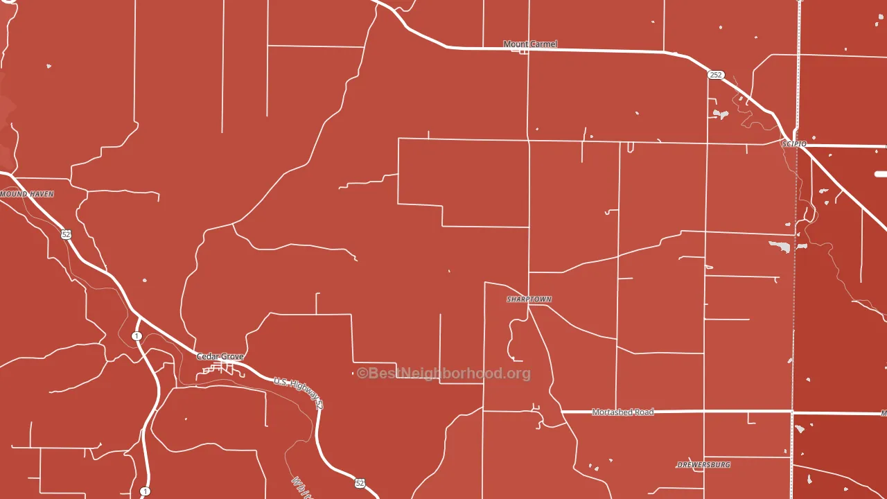 47016, IN block-group political-lean map