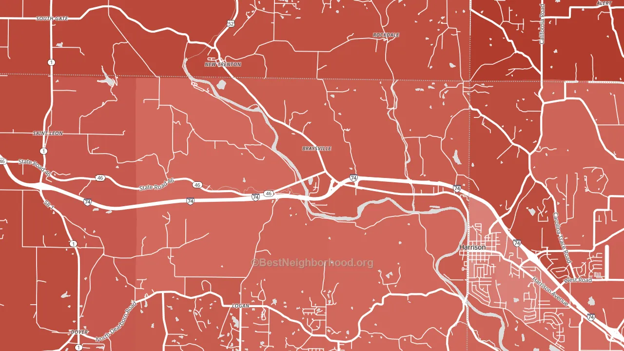 47060, IN block-group political-lean map